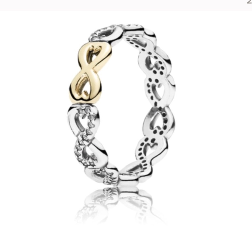 Pandora infinity ring with 14K symbol